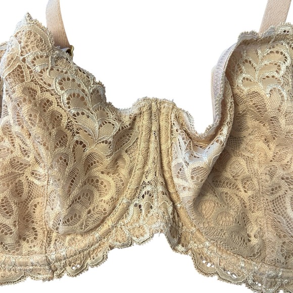 True & Co Bra 36DD Beige Nude Underwire Lace Unlined Full Coverage Adjustable - Picture 6 of 11